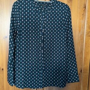 Banana Republic Navy Blouse with White Pattern